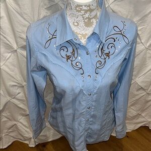 Ariat Light Blue Embroidered Shirt